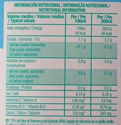 Almond breeze - Informació nutricional