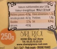 Champiñon blanco 250gr - Informació nutricional - fr