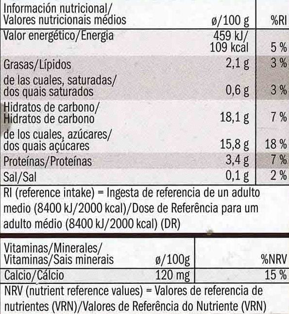 Postre de soja con chocolate - Informació nutricional - es