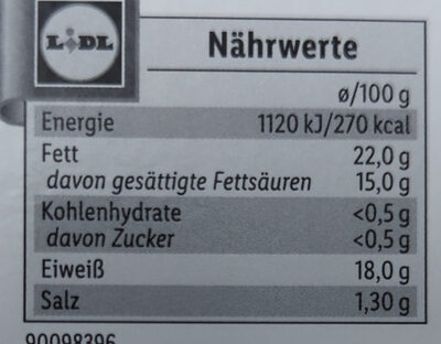 Brique de chèvre Ziegenweichkäse - Informació nutricional - de