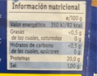 Atún de aleta amarilla - Informació nutricional - es