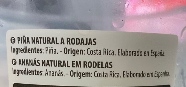 Piña natural a rodajas - Ingredients - es