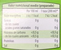 Infusión de jengibre y naranja - Informació nutricional - es