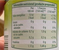 Caldo de verduras - Informació nutricional - es
