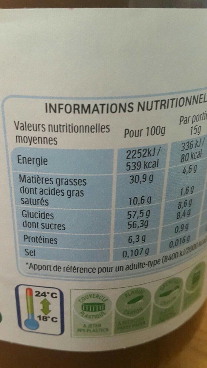 Nutella - Informació nutricional - fr