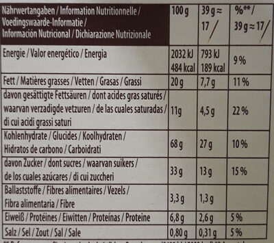Mikado chocolat au lait - Informació nutricional - fr