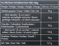 Chocolat Noir extra-fin 99% Cacao - Informació nutricional - fr
