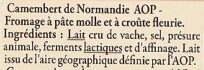 Camembert de Normandie AOP au lait cru - Ingredients - fr