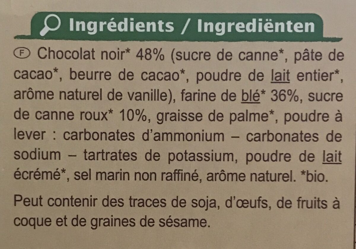 Petit beurre Tablette chocolat noir - Ingredients - fr