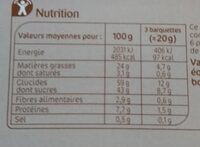 Les barquettes chocolat-noisette - Informació nutricional - fr