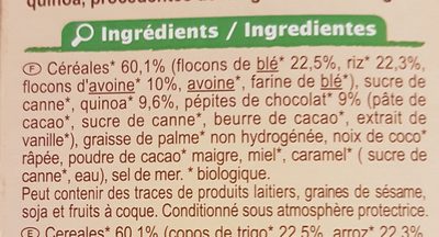Croustillant Chocolat quinoa - Ingredients - fr