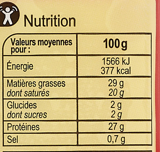 Emmental Français - Informació nutricional - fr