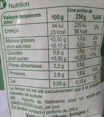 Épinards hachés - Informació nutricional - fr