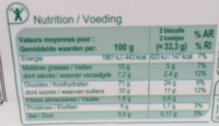 Tartelettes - Informació nutricional - fr