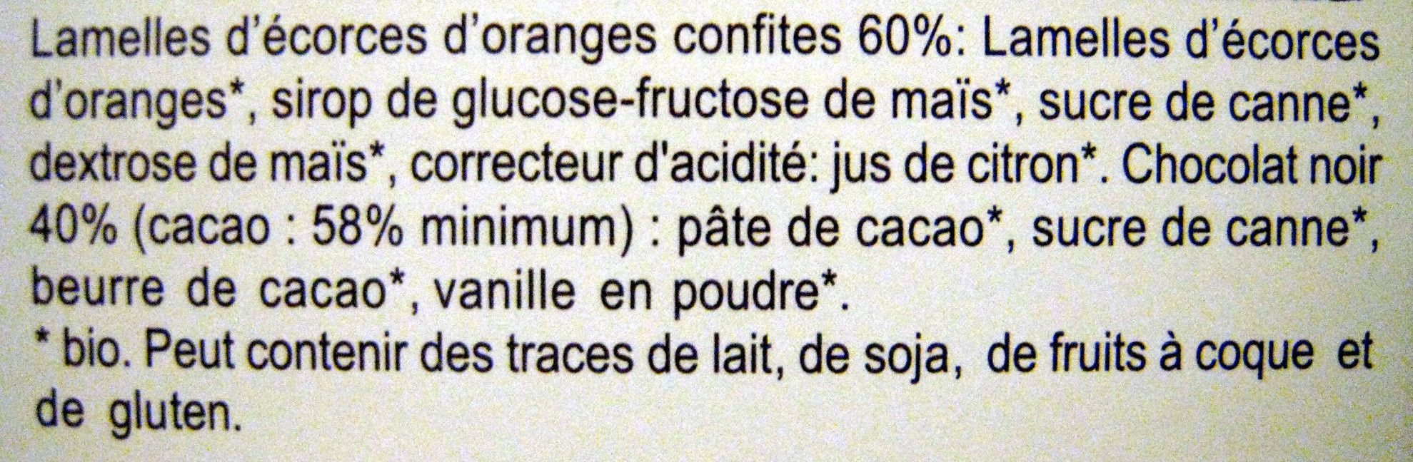 Orangettes - Ingredients - fr