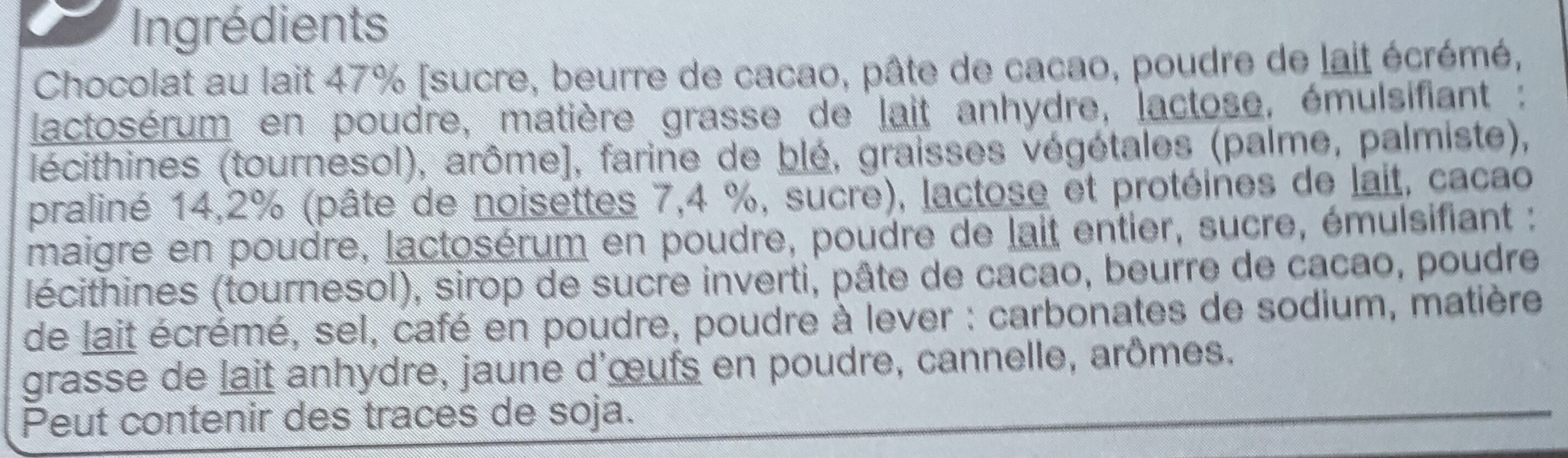 Gaufrettes gourmandes chocolat au lait fourrage goût cacao et noisette - Ingredients - fr