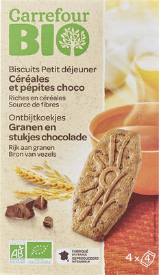 Biscuits Petit déjeuner Céréales Pépites de Chocolat et Noisettes - Producte - fr