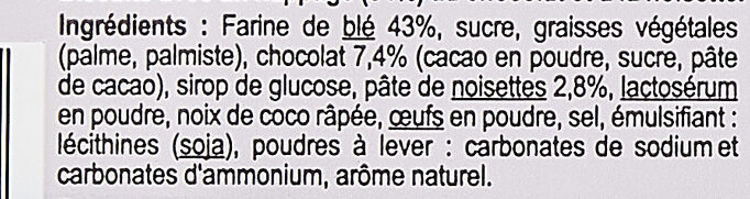 Les Tartelettes rondes goût chocolat noisettes - Ingredients - fr