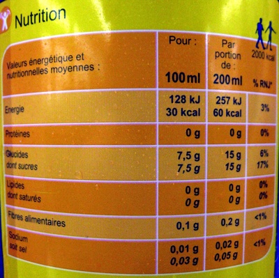 Limonade Zestée - Informació nutricional - fr