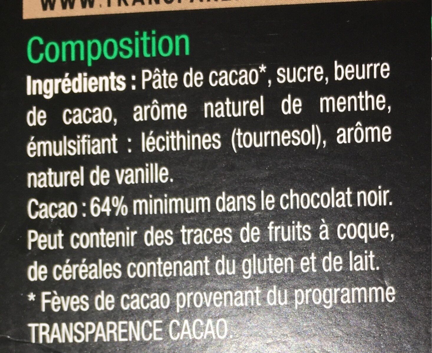 Noir menthe - Ingredients - fr