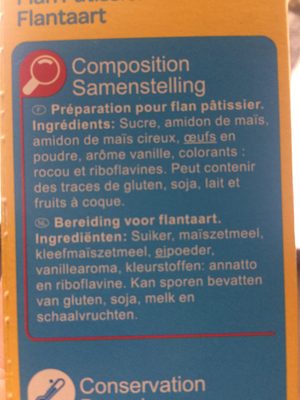 Flan pâtissier aux oeufs - Ingredients - fr