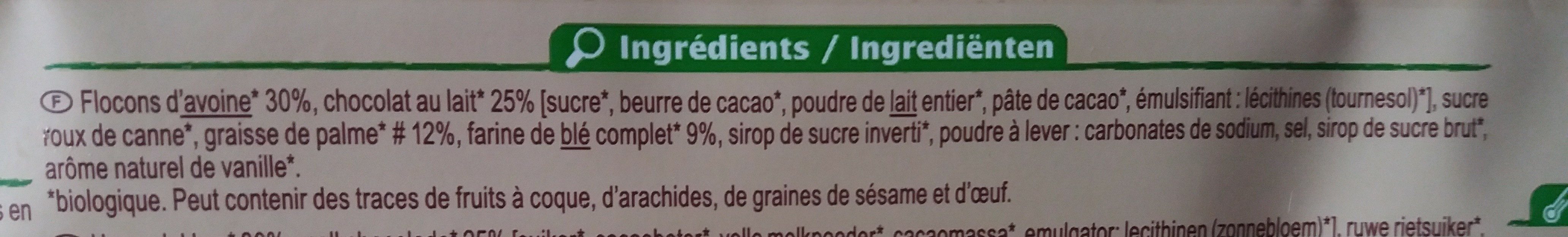 Biscuits complets avoine blé Nappés Chocolat au lait - Ingredients - fr