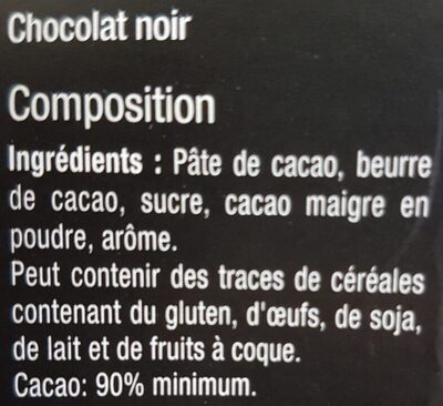 NOIR 90% Cacao - Ingredients - fr