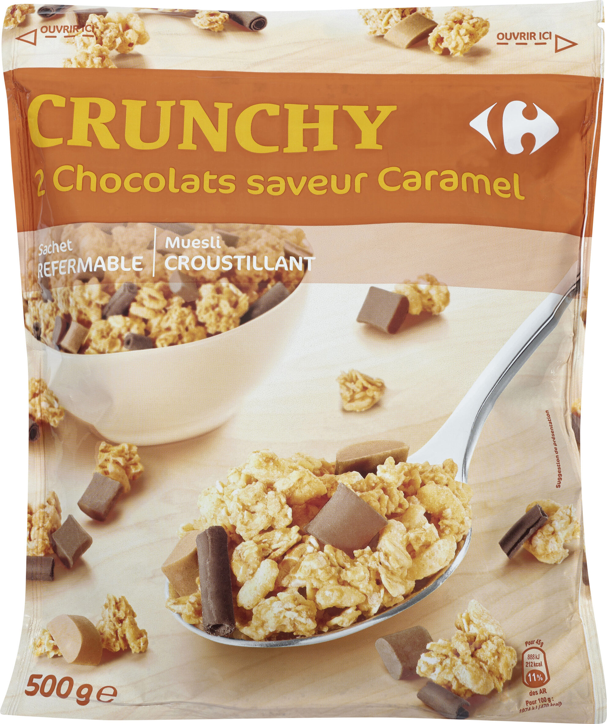 Crunchy 2 chocolats saveur caramel - Producte - fr
