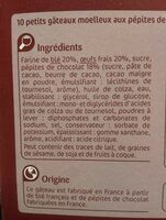 MINI CAKE Aux pépites de chocolat - Ingredients - fr