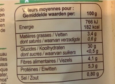 Mélange Quinoa Céréales et lentilles - Informació nutricional - fr