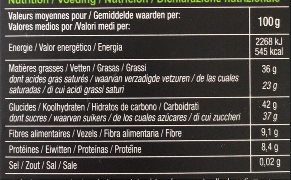 Noir saveurs citron vert et citron gingembre - Informació nutricional - fr