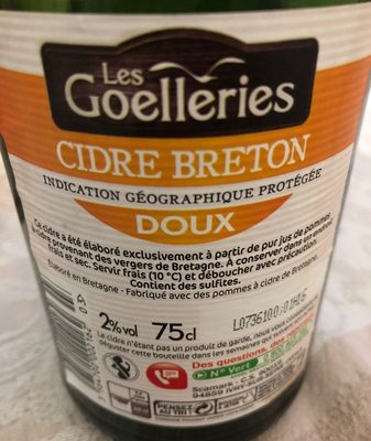 Cidre bouché breton doux 2 % - Ingredients - fr