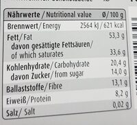 Bitterschokolade dark chocolate - Informació nutricional - es