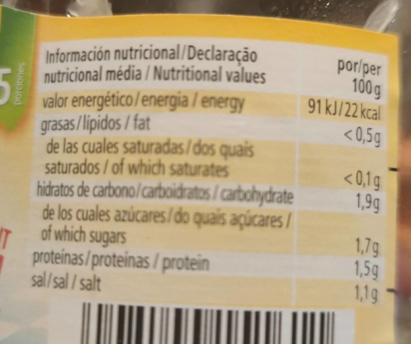 Sauerkraut - Informació nutricional - es