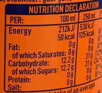 Fanta orange - Informació nutricional