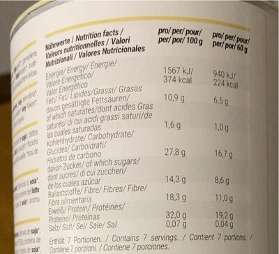 Protein Porridge - Informació nutricional - es