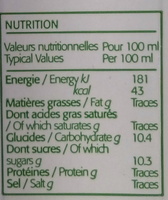 Thé vert aronia et myrtille - Informació nutricional - fr