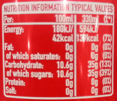 Coca-Cola - Informació nutricional - en