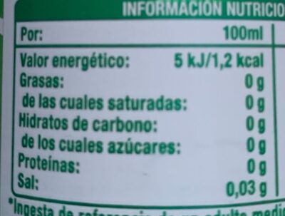 Zero refresco de lima limón - Informació nutricional - es