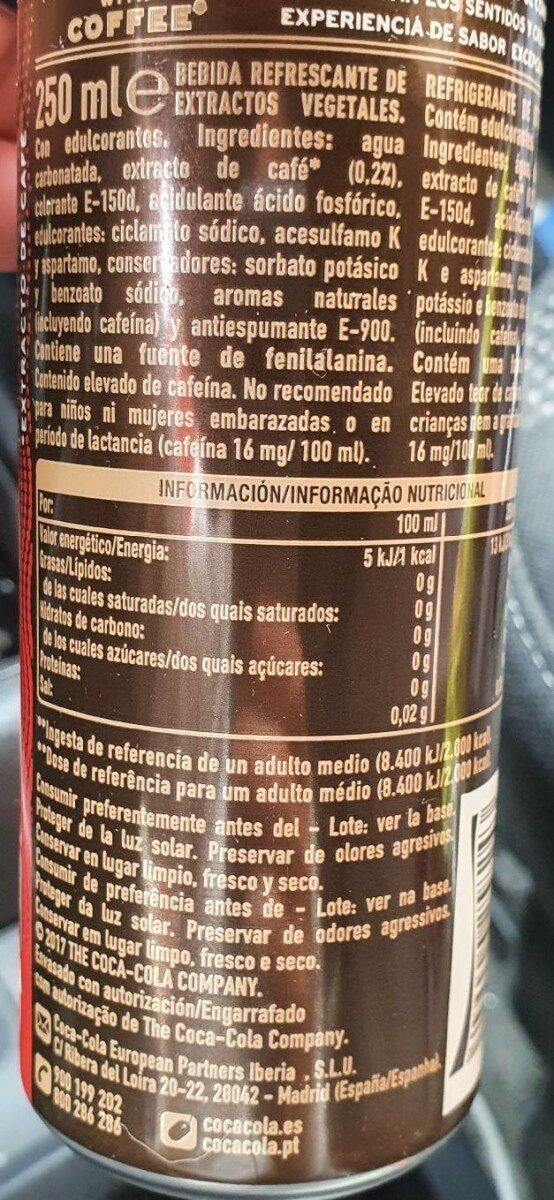 Cocacola coffe - Informació nutricional - fr