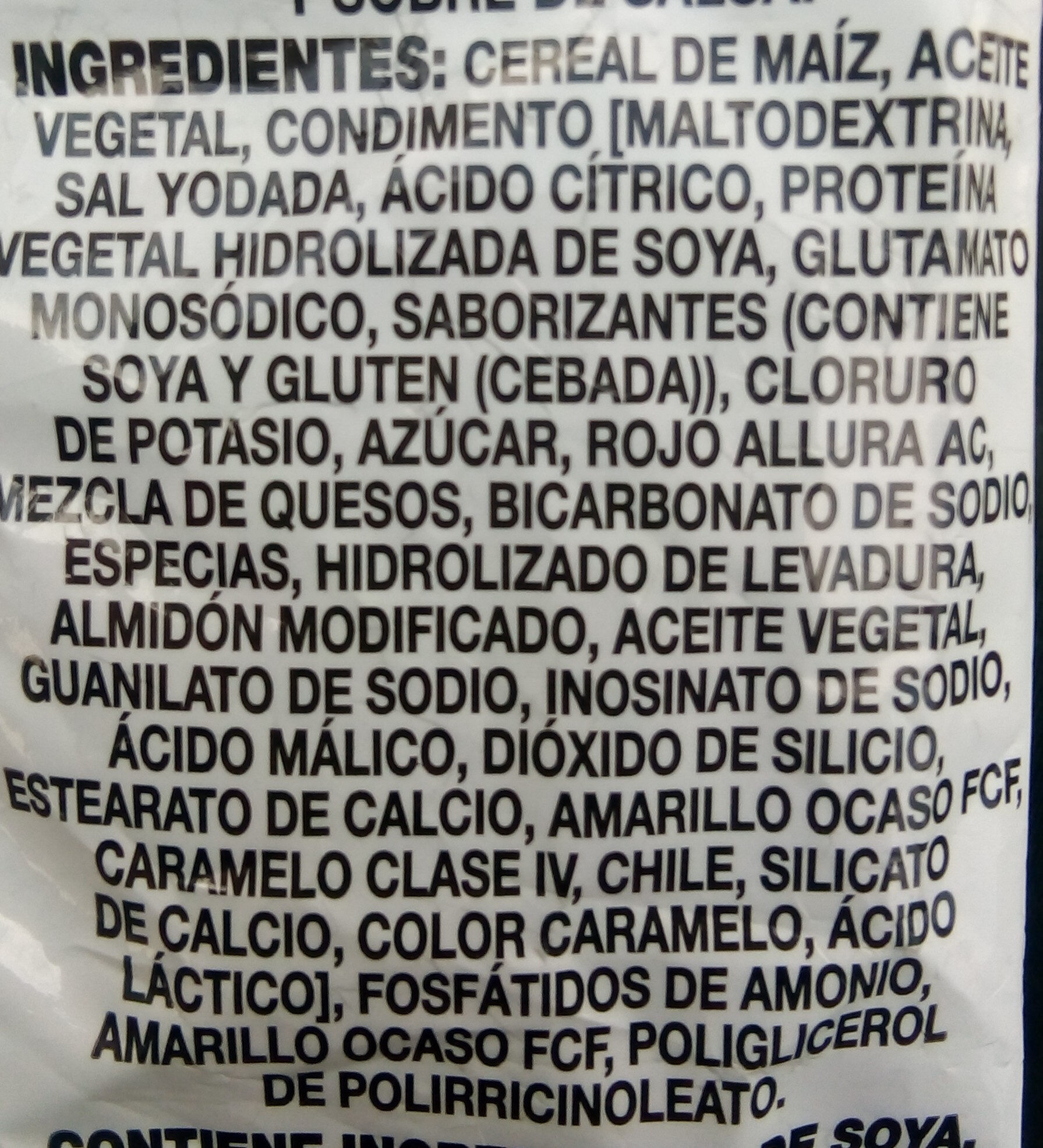 Cheetos - Ingredients - es