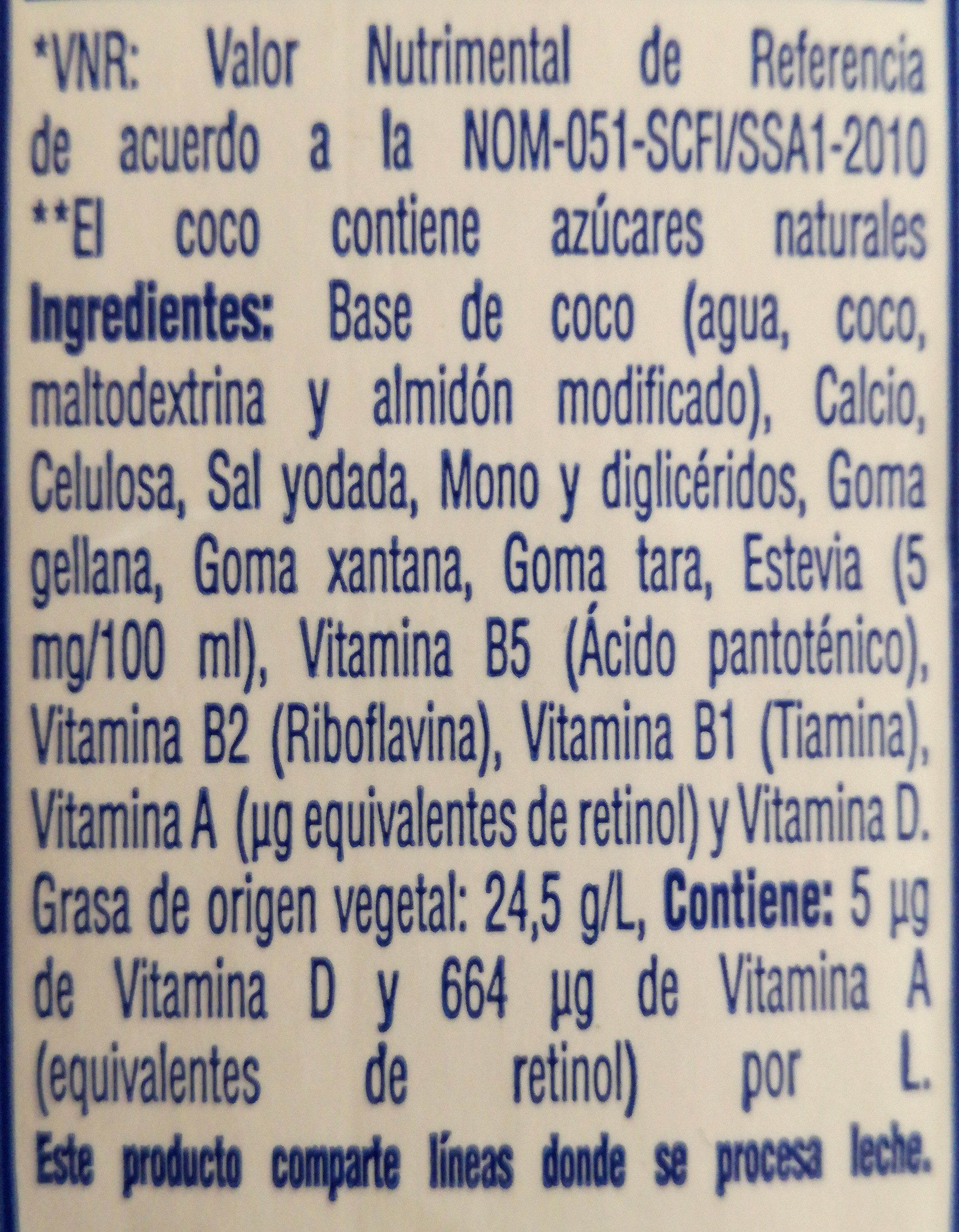 Vita Coco 0% - Ingredients - es