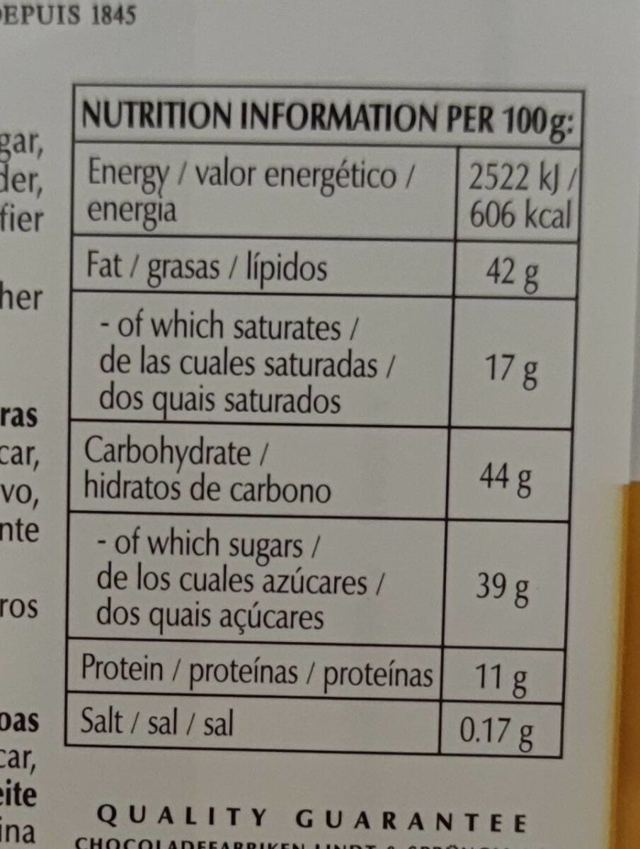 Les Grandes White 32% almonds - Informació nutricional - es