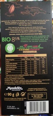 Bio chocolate negro 85% - Informació nutricional - es
