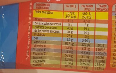 Barrita Con Proteinas, Sabor Coco-chocolate - Informació nutricional - es