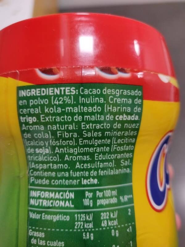Cola Cao 0% con fibra - Ingredients - es