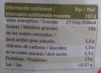 Eco Natura almendras tostadas ecológicas bolsa 100 g - Informació nutricional - es