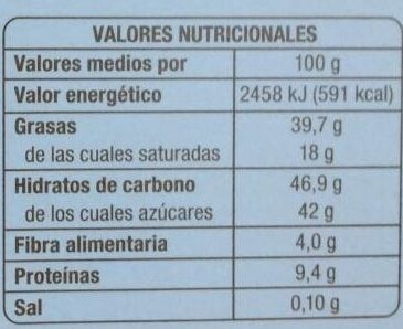Chocolate con almendras - Informació nutricional