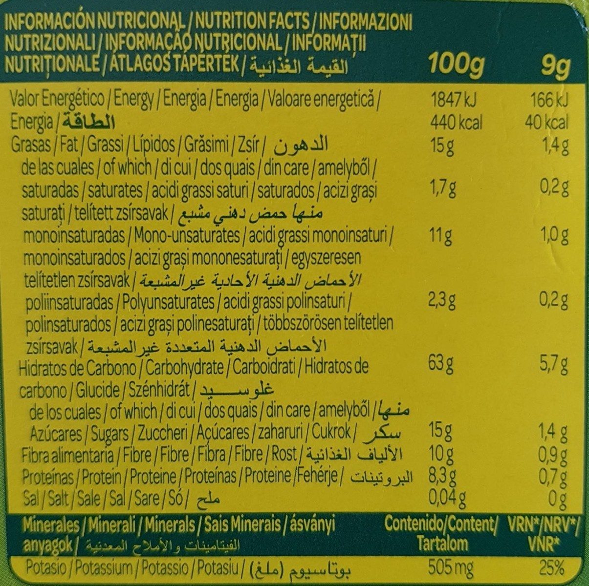Ligera - Informació nutricional - fr