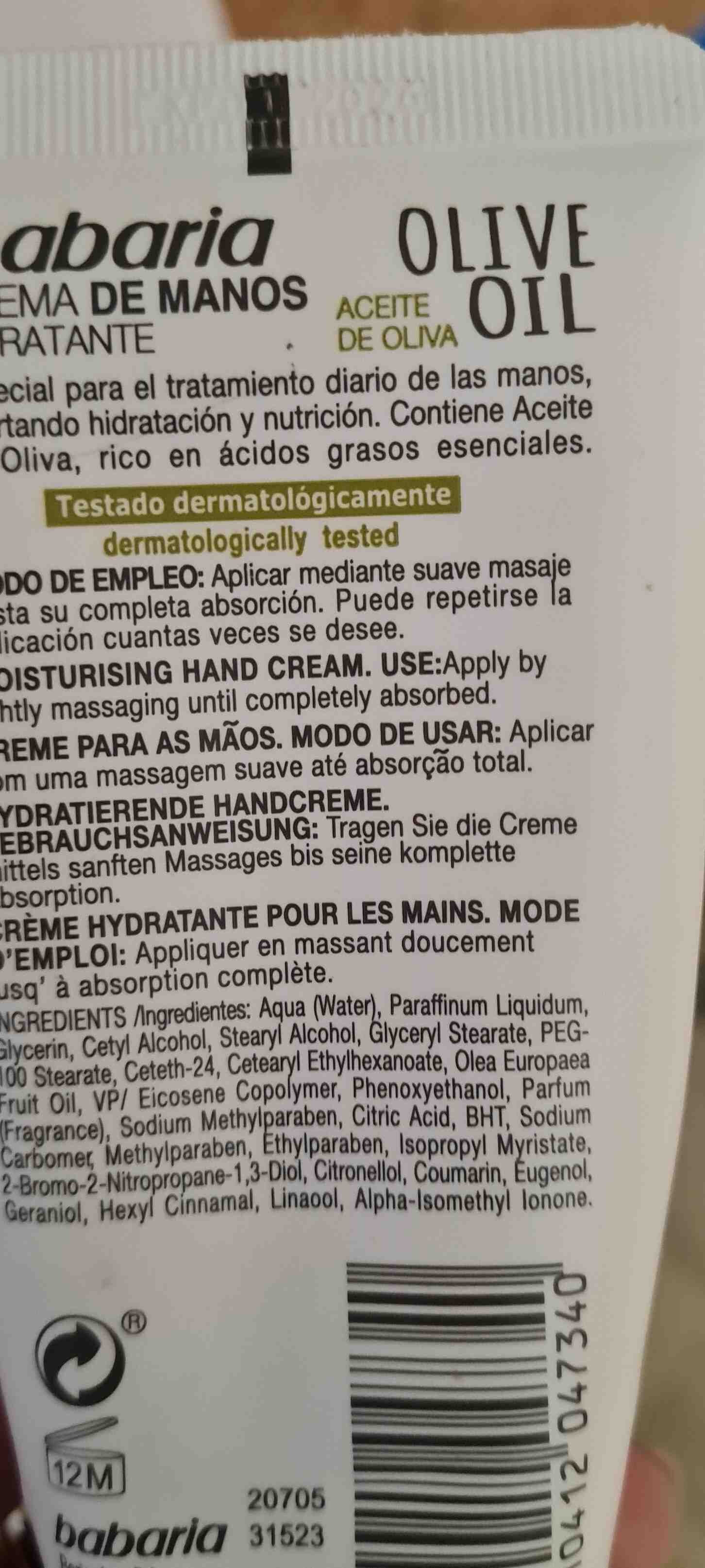 Crema manos olive oil - Ingredients - en